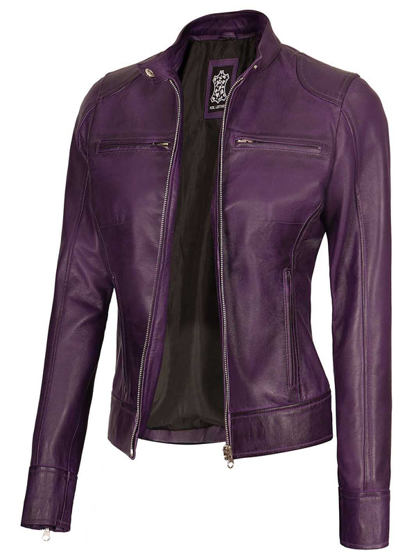 purple leather jacket