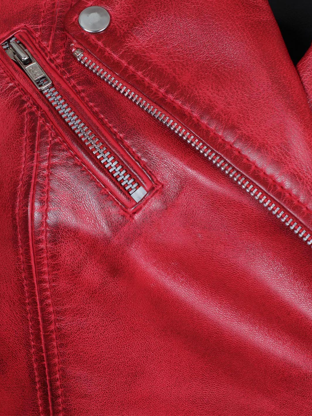 Women Red Biker Leather Jacket