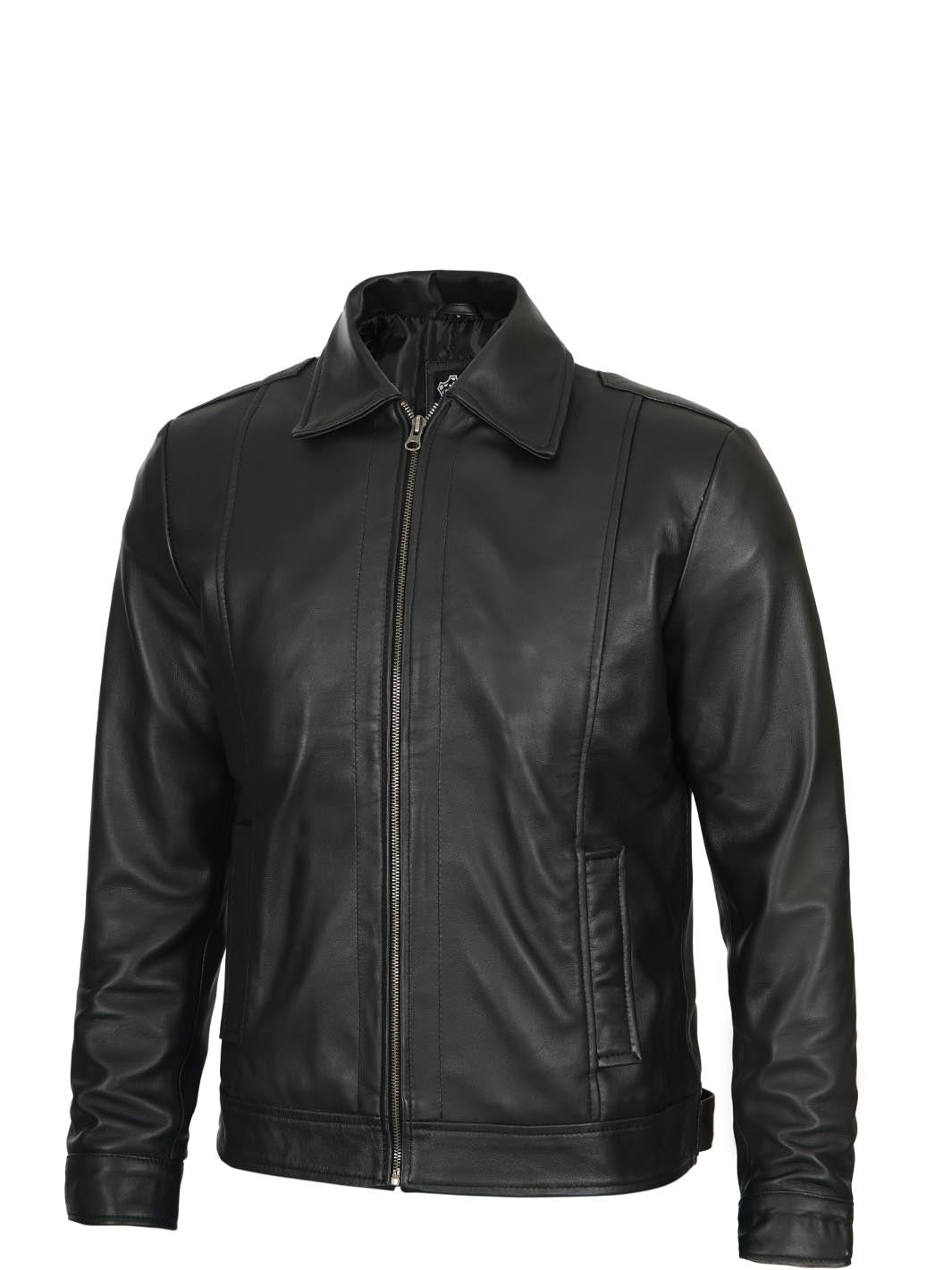 Mens Black Real Lambskin Vintage Leather Jacket