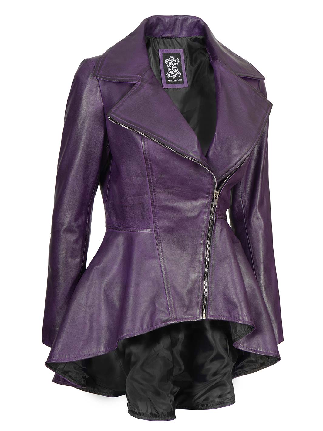 Womens Biker Asymmetrical Biker Leather Jacket