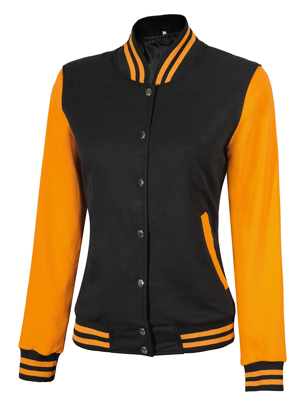 Womens Yellow & Black Plain Varsity Jacket Decrum