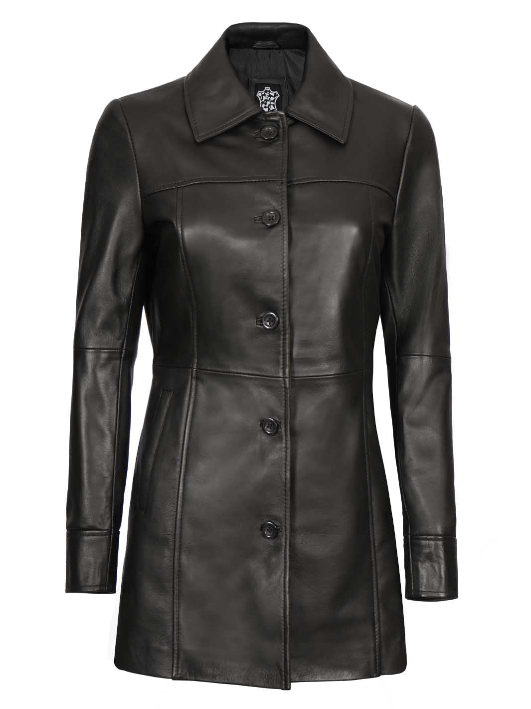 Womens Black Leather Coat