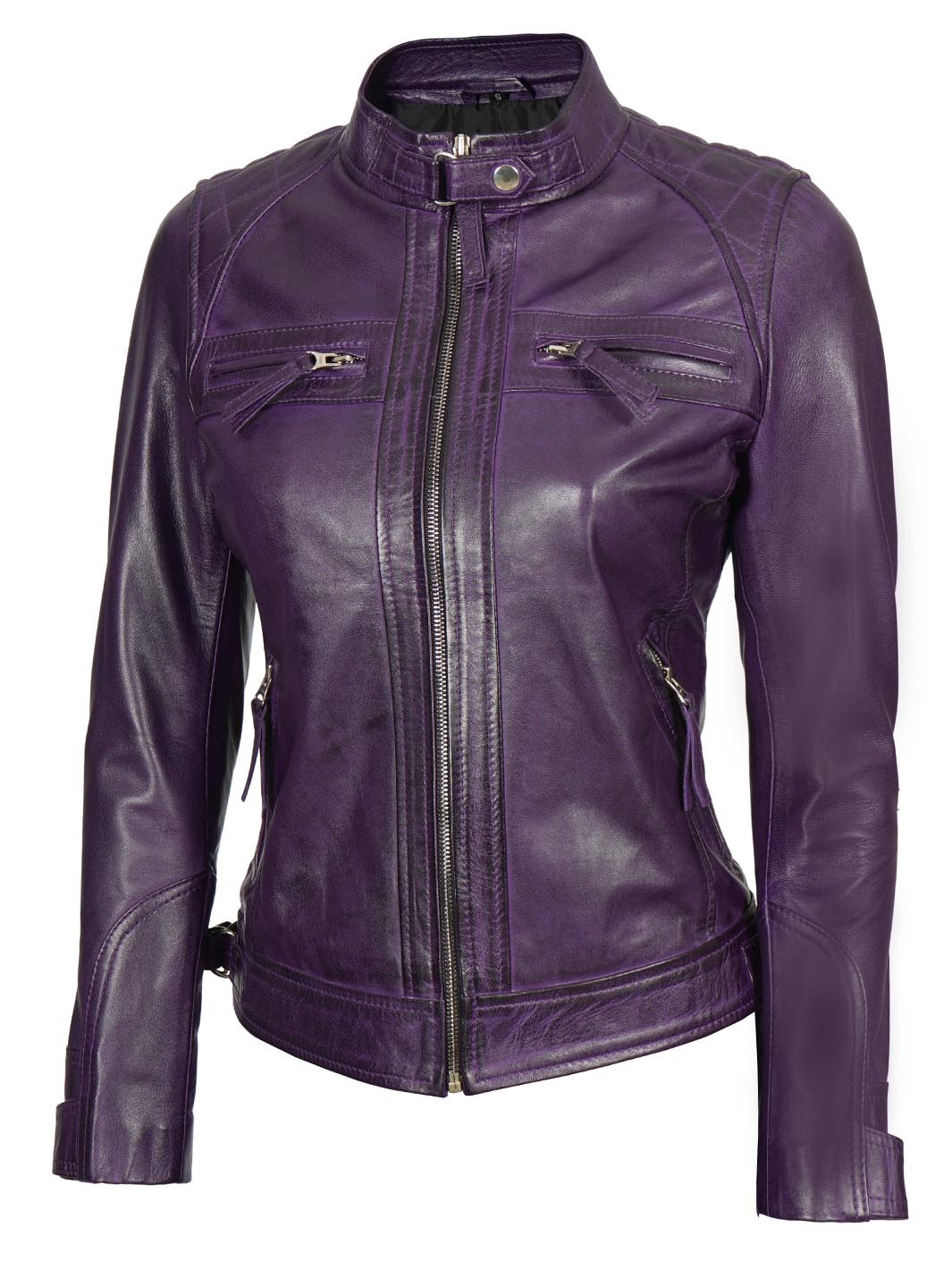 purple leather jacket