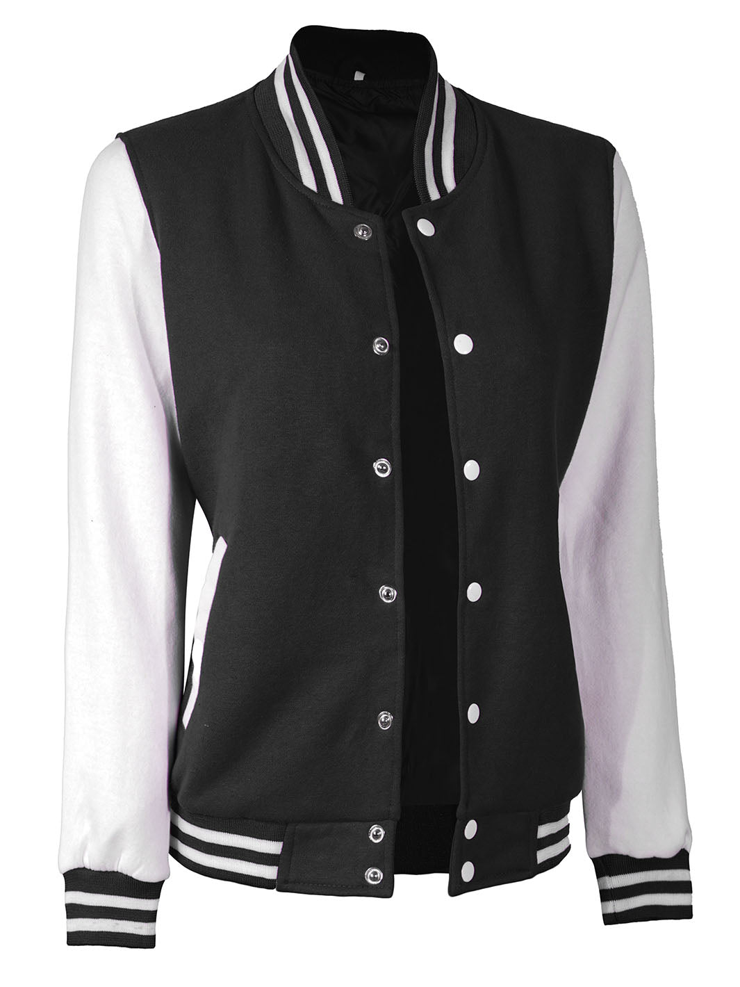 Womens White & Black Plain Varsity