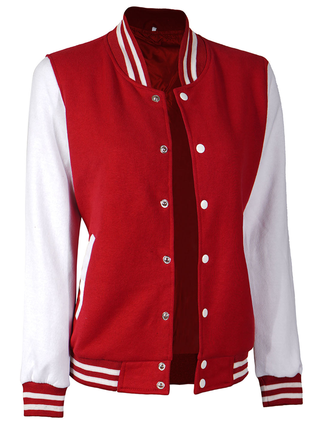 Womens White & Red Plain Varsity