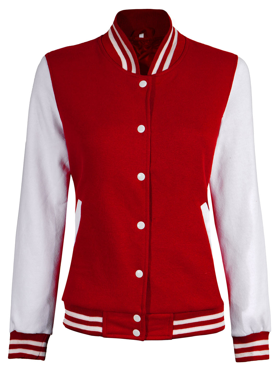 Womens White & Red Plain Varsity