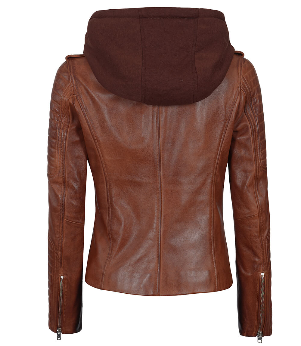 Womens Hooded Leather Jacket